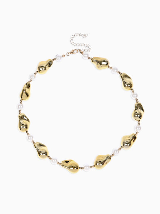 Бусы "Жемчуг Борокко", цвет белый в золоте 40+удл