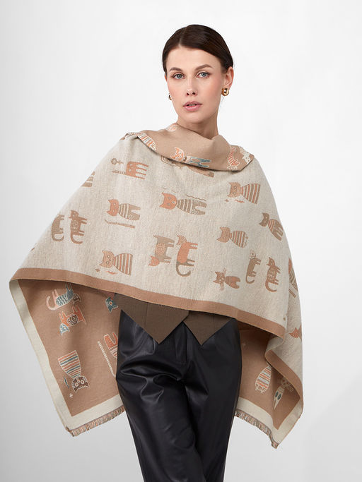 в составе ШЕРСТЬ и КАШЕМИР Большой, мягкий, теплый однотонный двусторонний палантин. - Tantino фото 3