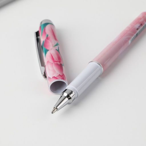 Цена за 2 шт. Ручка шариковая, синяя паста,1.0 мм, пластиковый корпус в открытке С 8 марта