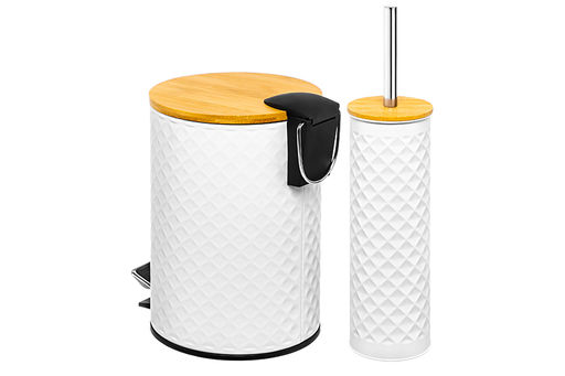 Набор - ведро с педалью 3 л 20*17*25 см + Держатель с ершиком 9,5*9,5*38 см Белый, металл - Elan gallery фото 5