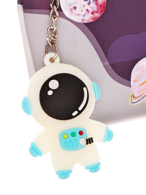 Пенал школьный на молнии Calligrata Ракета, 1 отделение, плоский, с рисунком, с подвеской, чёрный  фото 4