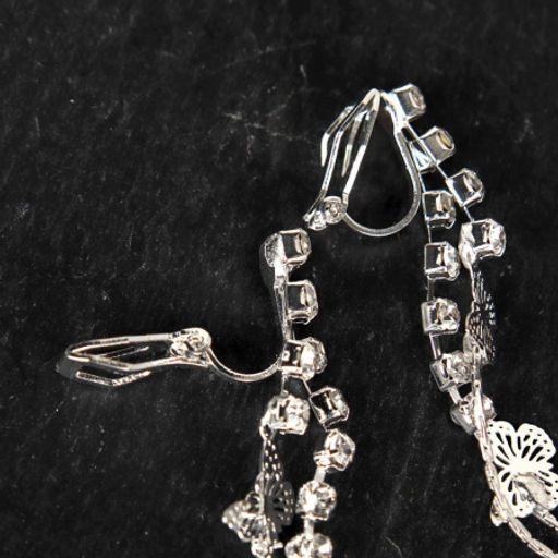 Серьги клипсы длинные 7,5 см Бабочки / JNL-1 /уп 60/серебро - Галеонтрейд фото 2