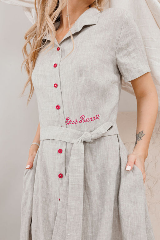 Платье AMORI 9664 натуральный лен  фото 3