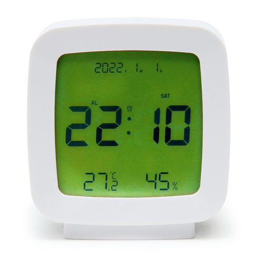 Часы - будильник электронные, настольные, термометр, календарь, гигрометр, 7.8×8.3 см