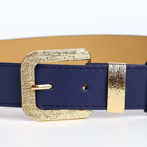 Ремень женский с винтом, 110×3 см, пряжка металл, золотистая, синий