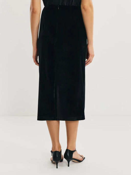 Юбка миди из бархата с разрезом / Zarina