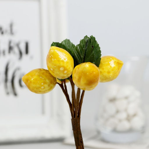 Цена за 10 шт. Декор для творчества «Лимончики», 11 см, (1 набор=1 букету), в букете 6 плодов