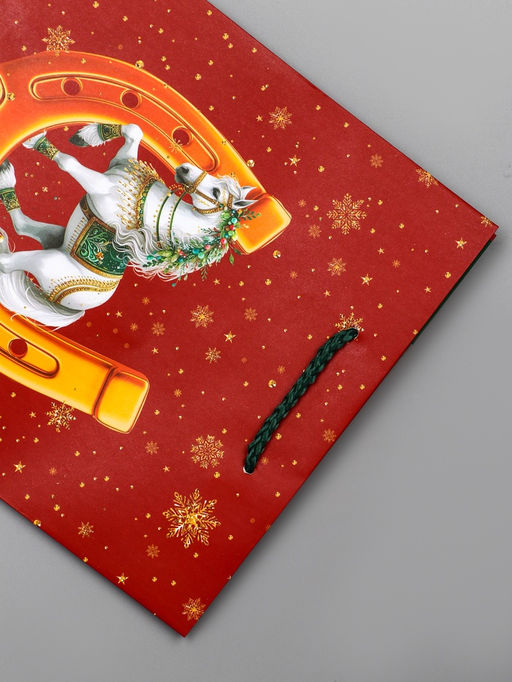 Пакет подарочный новогодний ламинированный, «Подкова», 18×10×22.3 см