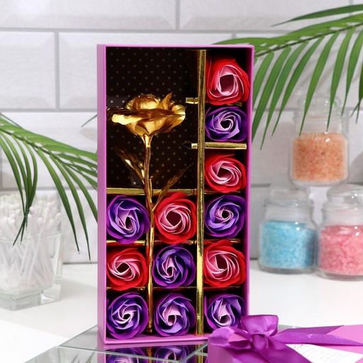 Мыльные розочки цветных оттенков и золотая роза, набор - SB BEAUTY фото 7