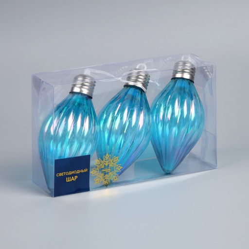 Набор ёлочных шаров Северное сияние, 3 шт, d=7 см, 3 LED, от батареек AG139, свечение тёплое белое - Luazon lighting фото 4