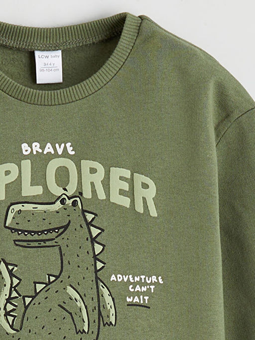 Dinozor Bask?l? Erkek Bebek Sweatshirt