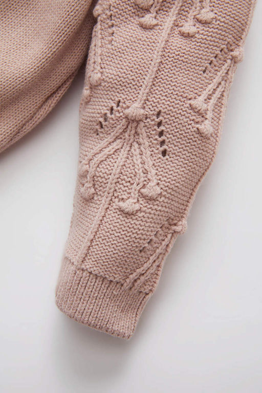 Трикотажный кардиган с круглым вырезом для маленьких девочек - Defacto фото 3