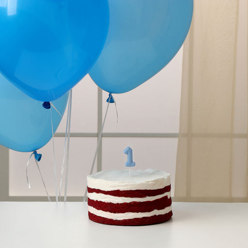 Свеча для торта, цифра 1 + воздушные шары, 5 шт, голубой - Страна карнавалия фото 2