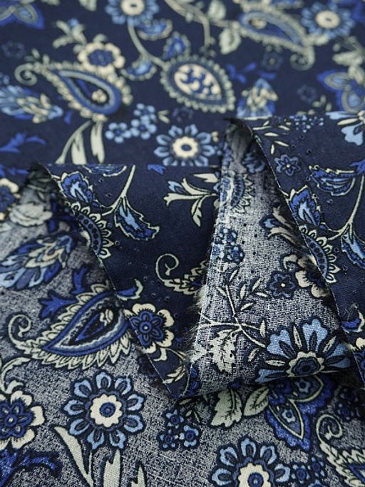 Импорт. хлопок Линиза цв.чернильный, ш.1.45м, хлопок-100%, 100гр/м.кв - Купава фото 5