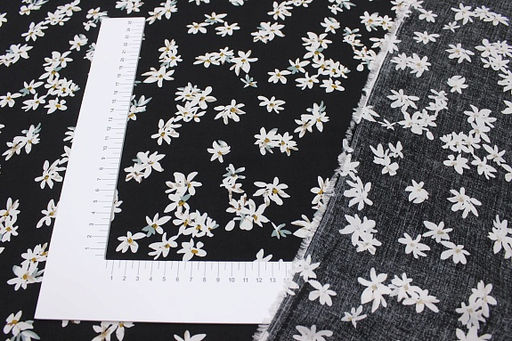 Штапель Жасминовые цветочки на черном, ш.1.45м, вискоза-100%, 100гр/м.кв - Купава фото 9