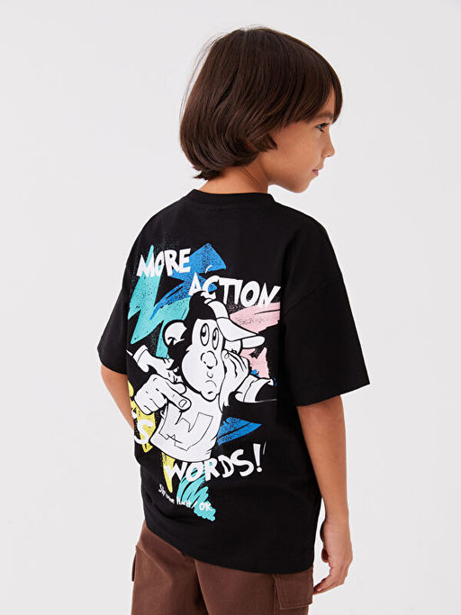 Rahat Kal?p Bisiklet Yaka Nostaljik Maymun Bask?l? Erkek ?ocuk Ti??rt - Waikiki фото 2