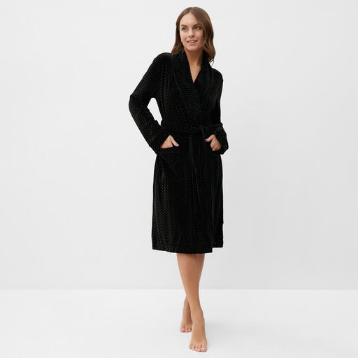 Халат домашний женский KAFTAN «Бархат», размер 44, чёрный