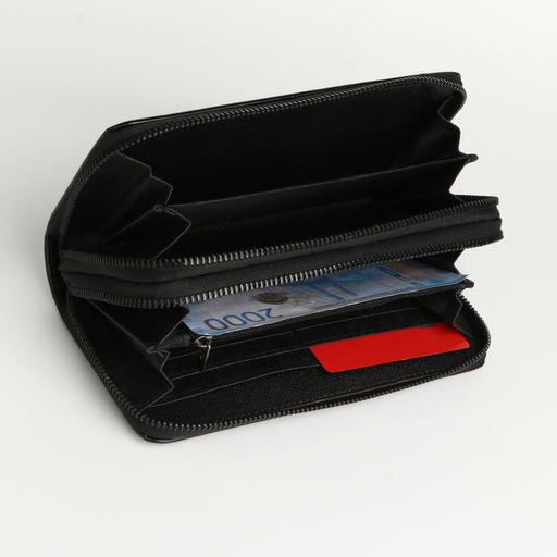 Портмоне-клатч мужской на молнии, чёрное