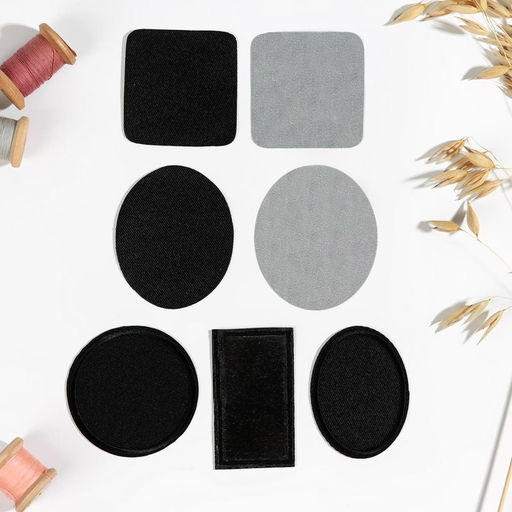 Набор заплаток для одежды, термоклеевые, 7 шт., чёрный