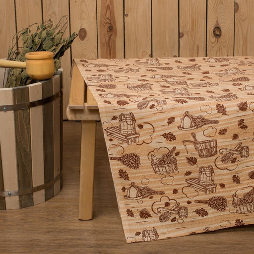 Простыня вафельная для бани «Банька» 145×180 см, 100% хлопок, бежевая