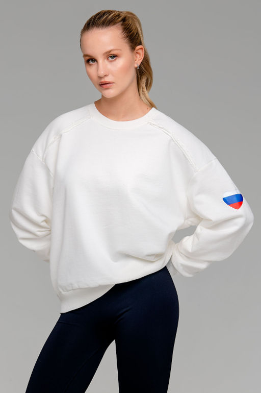 Арт. 15124 Свитшот женский Матрешка оверсайз 44-50 (4 шт) Цвет:молочный - Калинка фото 3