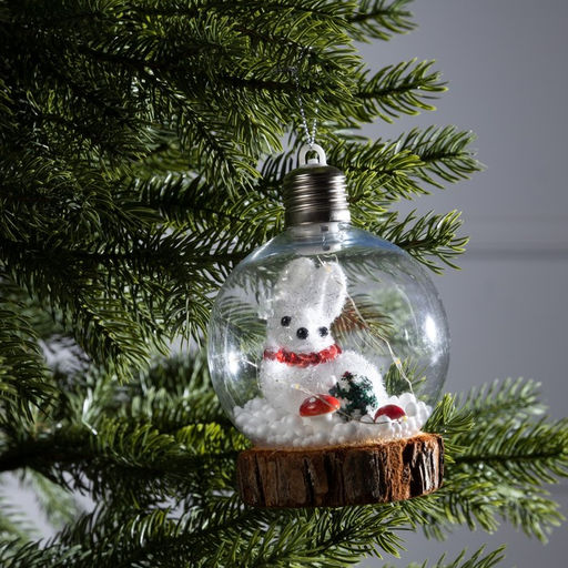 Ёлочный шар Зайка, 10х13 см, 1 LED, от батареек, свечение тёплое белое - Luazon lighting фото 7