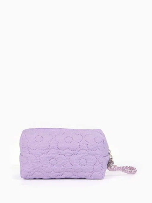 Косметичка женская «Цветочек», ручка из бусин, сиреневая