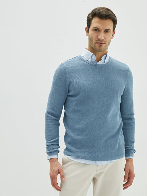 Bisiklet Yaka Uzun Kollu Erkek Triko Kazak - Waikiki фото 2