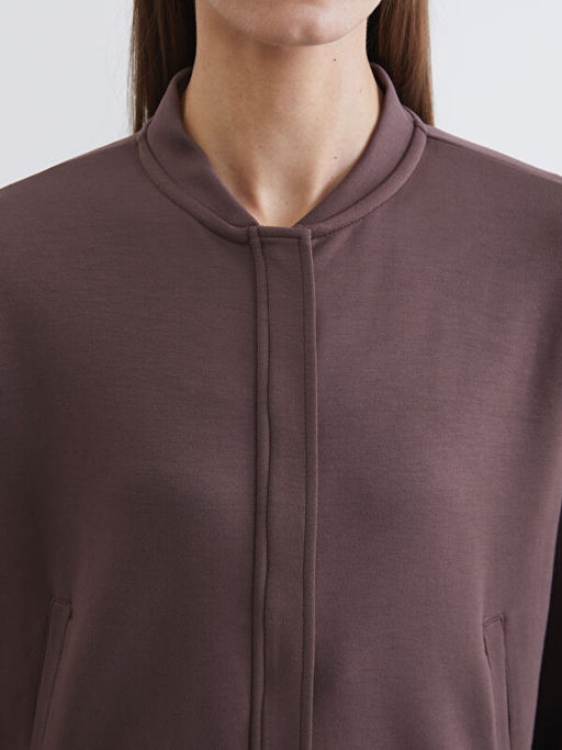 Kolej Yaka Oversize Kad?n Fermuarl? Sweatshirt