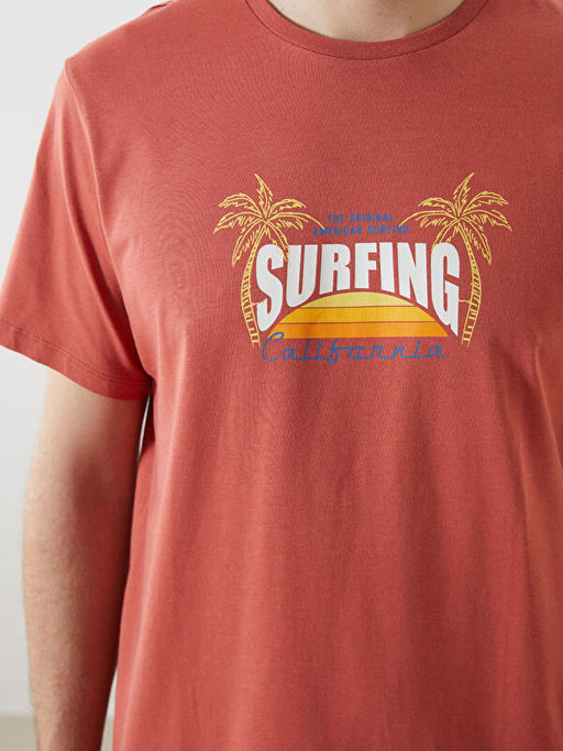 Bisiklet Yaka K?sa Kollu Bask?l? Penye Erkek Ti??rt