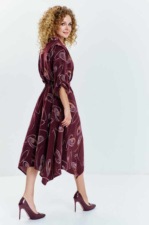 Платье Euro Moda 633 мультиколор (бордовый)