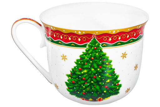 Чайная пара 2 пр. 450 мл 14*11*8,5 см Новогодняя ёлка красный узор NEW BONE CHINA - Elan gallery фото 9