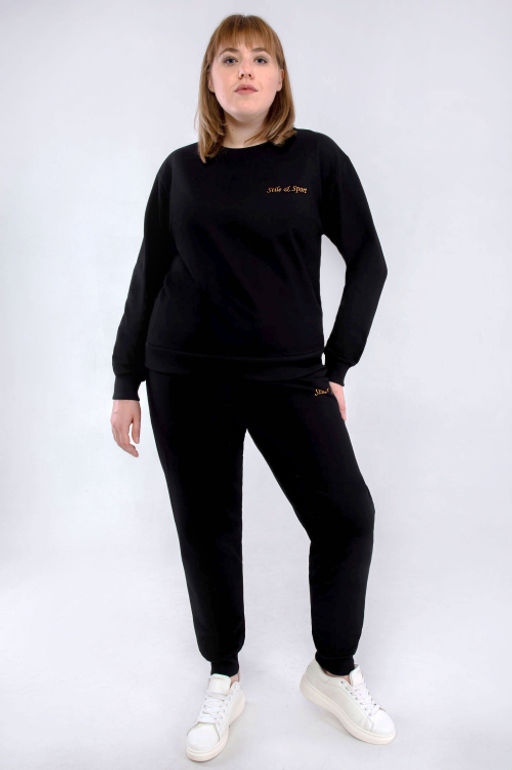 Арт. 2353 Костюм с брюками женский 50-58 (5 шт) Цвет:верх-черный,низ-черный - Калинка фото 6