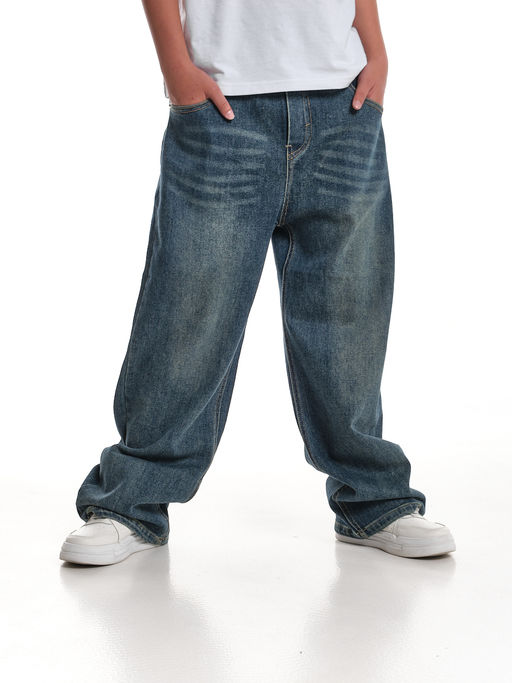 Джинсы свободного кроя на резинке 33-6900 синий - Mini maxi фото 6