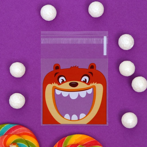 Цена за 100 шт. Пакет БОПП с липкой лентой, "Праздничное ассорти", 10*10+3см