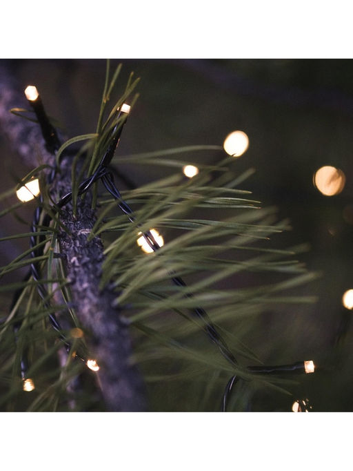 Гирлянда Нить 10 м, IP44, УМС, тёмная нить, 100 LED, свечение тёплое белое, 220 В - Luazon lighting фото 2