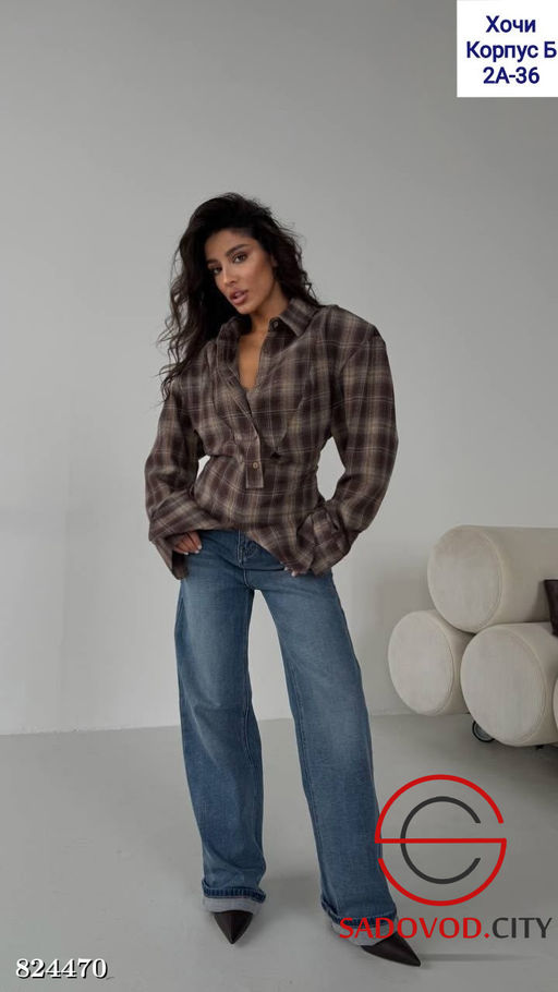 Рубашка женская в клетку