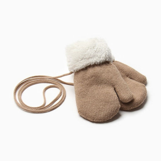 Варежки детские на иск.меху MINAKU с отворотом 15 см беж