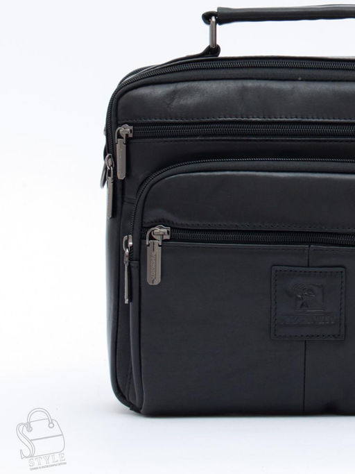 Сумка мужская кожаная 608M black Fuzhiniao