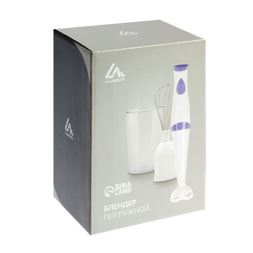Блендер Luazon LBR-24, погружной, 250 Вт, 0.6 л, 1 скорость, бело-фиолетовый - Luazon home фото 5