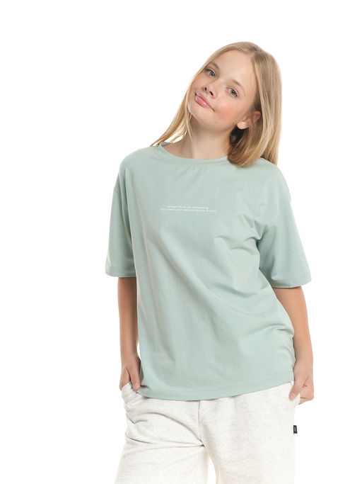 Футболка с принтом 22-7652 серо-голубой | черный - Mini maxi фото 11