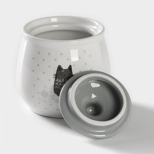 Набор сервировочный Доляна Уютные коты, 2 предмета: молочник 270 мл, сахарница 310 мл, белый, серый