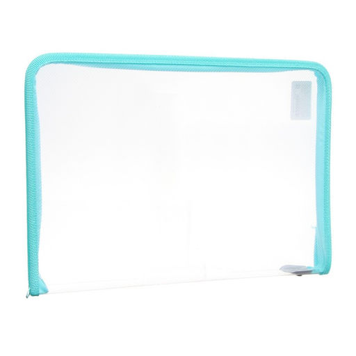 Папка пластиковая А4, 325 х 230 х 25 мм, молния вокруг, Calligrata Офис, ПМ-А4-01, 0.5 мм, прозрачная, Pastel, мятная  фото 4