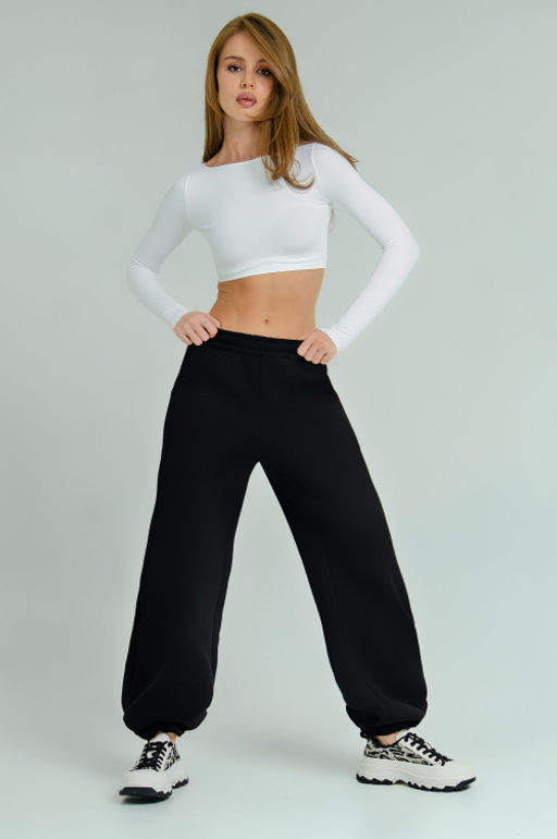 Арт. 7903 Брюки оверсайз с начесом 44-50 (4 шт) Цвет:черный - Калинка фото 8