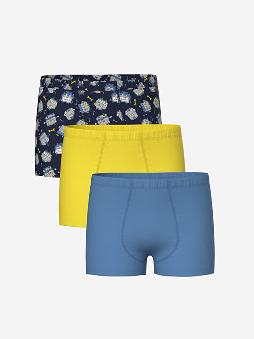 Bask?l? Erkek ?ocuk Boxer 3l?