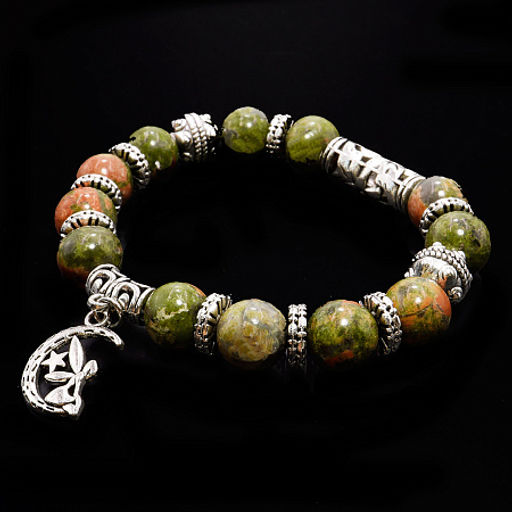 Браслет Пандора Унакит яшма привлекает новые источники дохода, успех и удачу 10мм