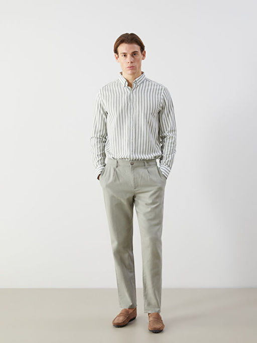 Regular Fit Uzun Kollu ?izgili Poplin Erkek G?mlek