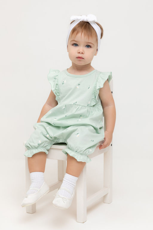 Crockid _ КР 6408/пастельно-зеленый,милые цветочки к543 полукомбинезон (песочник) д/дев яс