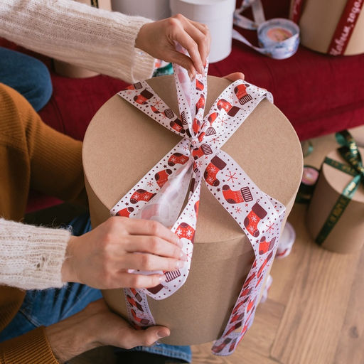 Лента атласная Валенки, 50 мм, 231 м, белая