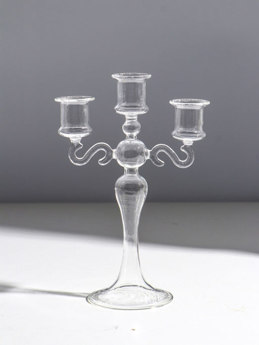 Стеклянный подсвечник на 3 свечи «Канделябр. Версаль», прозрачный, d=2.2 см, 21×14×7.7 см